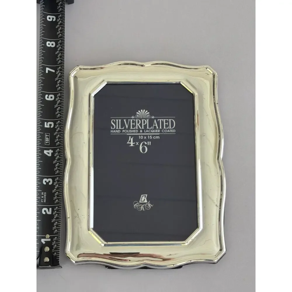Vintage Silverplated Picture Frame 4x6 Ornate Embossed Border Tabletop Standing